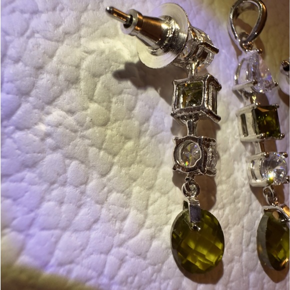 Silver Peridot CZ Necklace and Earring Set - Picture 6 of 7